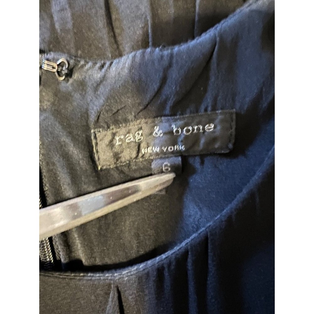 Rag & Bone Dress 6 Black Stretch Silk Rich Drape Pleat Trim - Picture 12 of 15